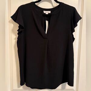 Calvin Klein Black Ruffle Sleeve Blouse